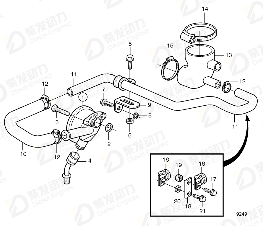 volvo penta Oil separator 20405626 Drawing volvo penta Oil separator 20405626 Drawing